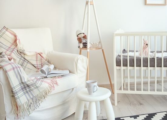 baby nursery crib and nursing chair